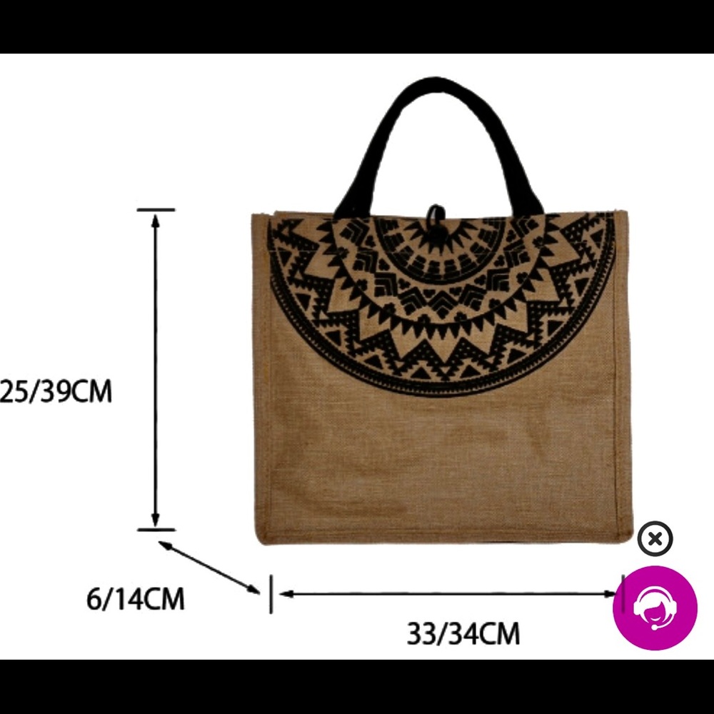 Khaki Classic Jute Hessian reusable Eco friendly Tote Bag - Picture 4 of 5